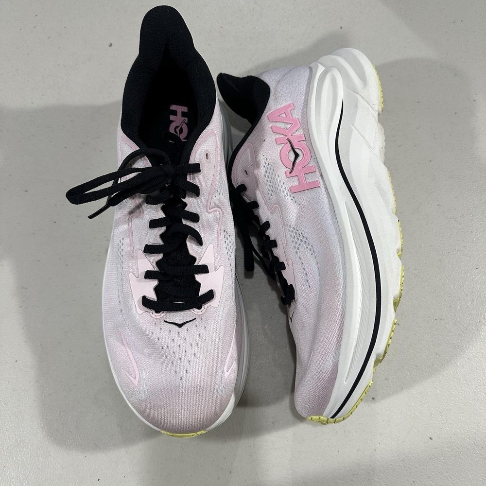 Hoka One Women Sz 11D Clifton 10 Carnation /Starlight Glow Pink Running Shoes